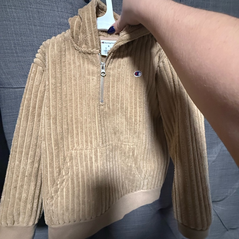 Champion Beige Ribbed Hoodie